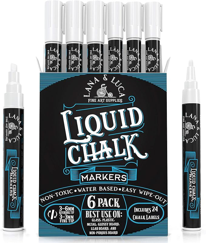 Liquid Chalk Marker Pen - White Dry Erase Marker - Chalk Markers for Chalkboard Signs, Windows, B... | Amazon (US)