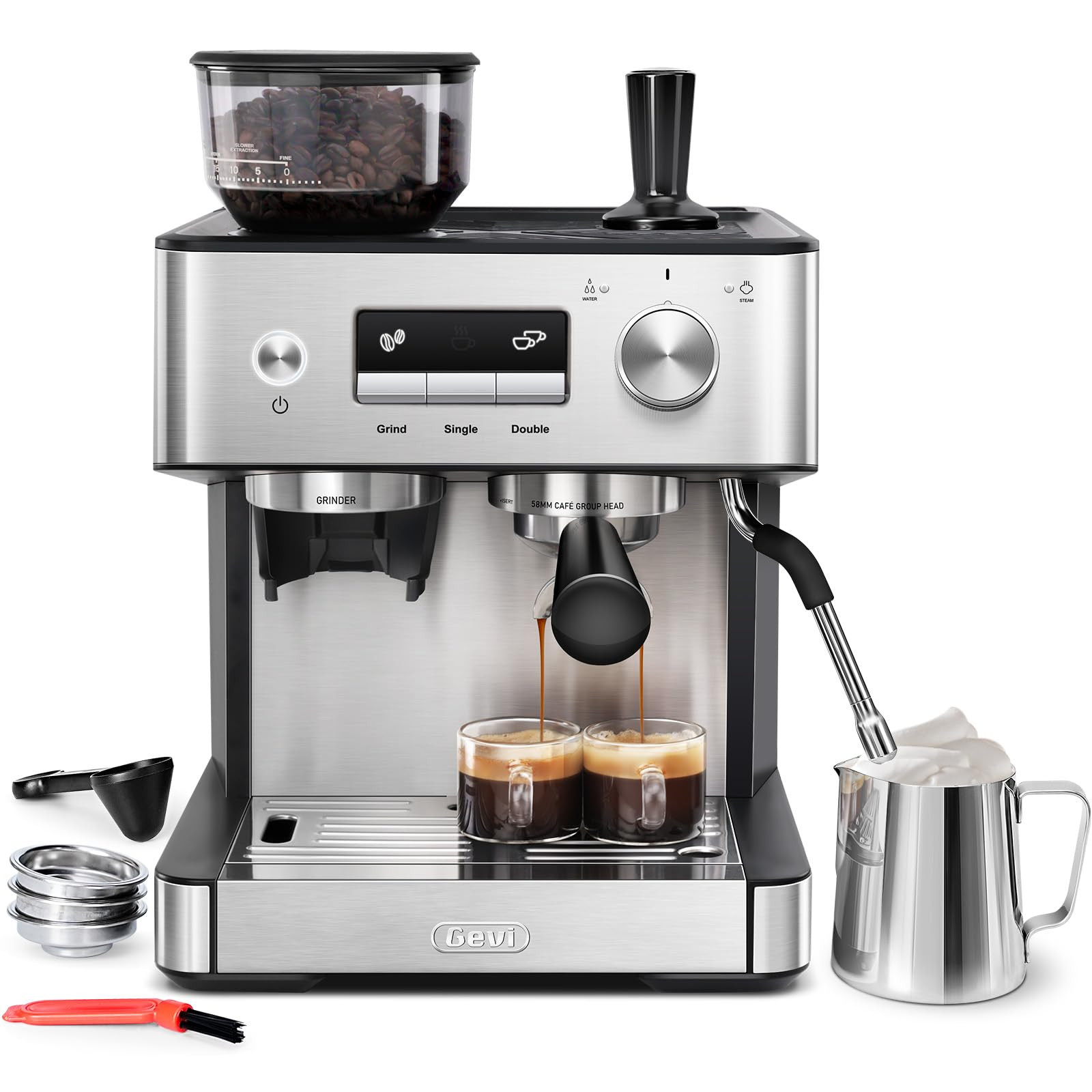 Gevi Espresso Machine Latte Maker Stainless Steel 2.3L Water Tank | Amazon (US)