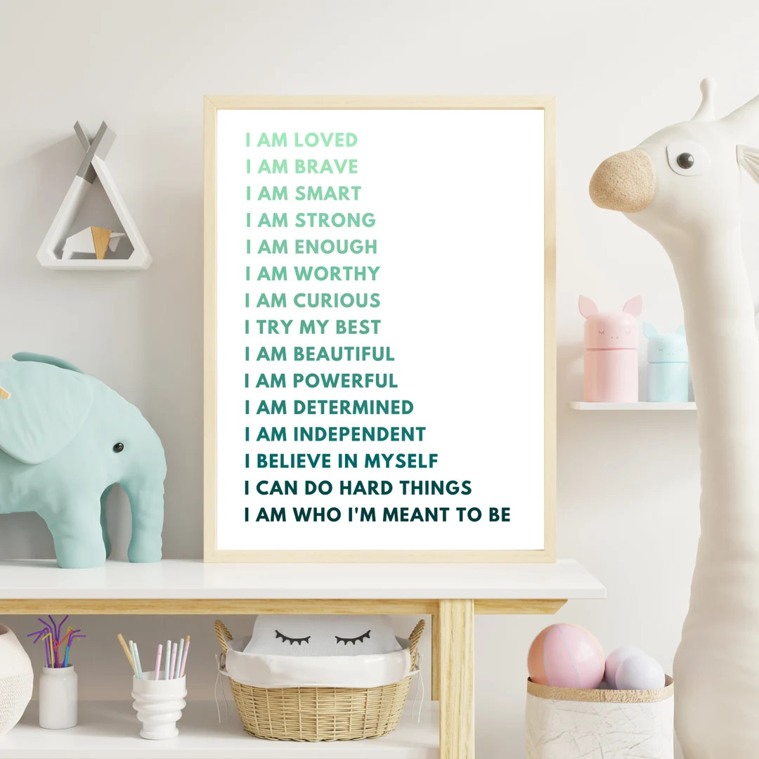 Daily Affirmations Print Digital 8x10 Download Wall Art - Turquoise | Etsy (US)