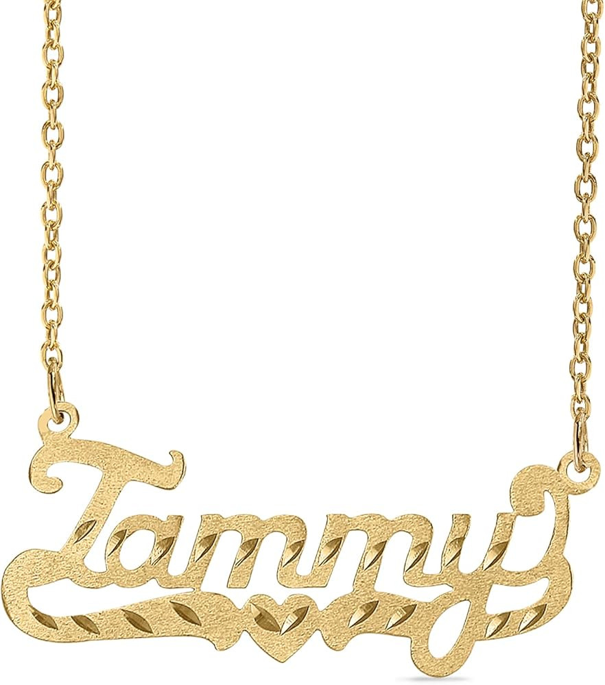 JAY AIMEE Elegant Designs 14K Gold Sterling Silver Personalized Script Nameplate Necklace - Singl... | Amazon (US)