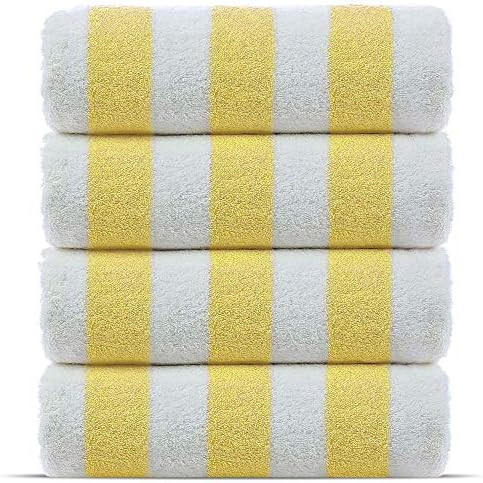 Chakir Turkish Linens Premium Quality 100% Cotton Turkish Cabana Thick Stripe Pool Beach Towels 4-Pa | Amazon (US)