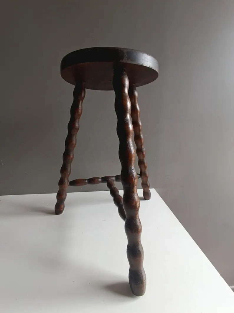 French Vintage Bobbin Wood Stool Mid Century / Rustic Farmhouse Primitiv Kitchen Decor / Milking ... | Etsy (US)