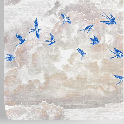 Blue Flying Swallows Wallpaper Cloudy Sky Temporary Wall Art - Etsy