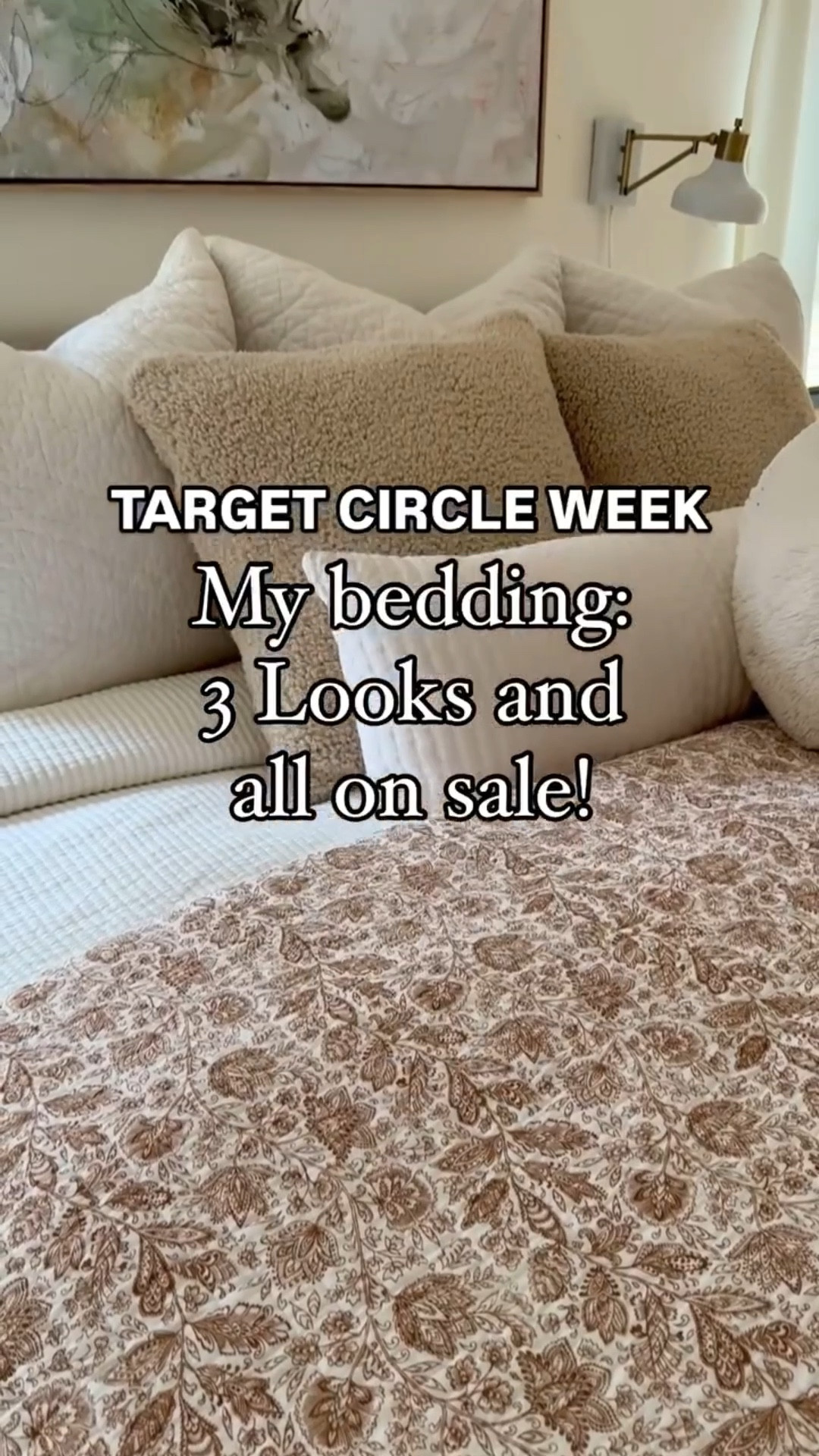 Top selling performance sheets from Target (and they’re my personal favorite)! My color options are the khaki and ditsy floral. 

The coziest bed blanket is the color natural in the king size (same as bed size). 

The faux fur pillow is in ivory! 

Such great deals, which look are you loving most? Have a beautiful day friend, so thankful for you! 

#targetcircleweek #bedding #cozybedroom