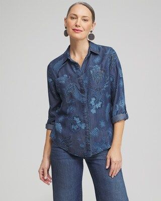Twill Floral Fringe Shirt | Chico's