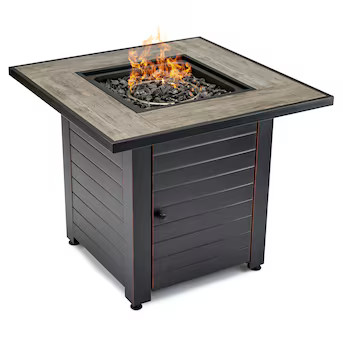 Style Selections 30-in W 50000-BTU Black/Brown/Gray Steel Square Propane Gas Fire Pit Table | Lowe's