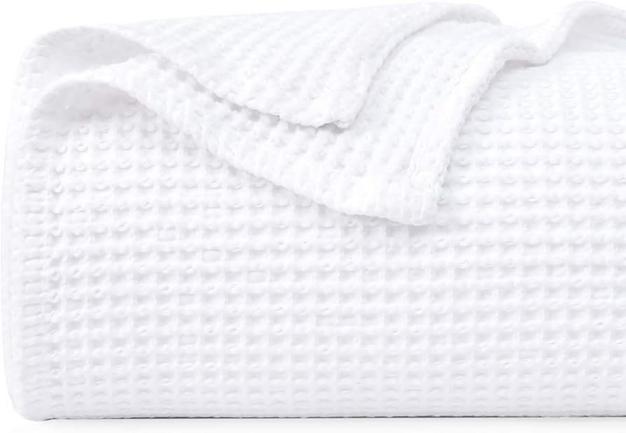 PHF 100% Cotton Waffle Weave Blanket Queen Size 90"x90"-Lightweight Washed Soft Breathable Blanke... | Amazon (US)