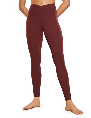 CRZ YOGA Womens Butterluxe Crossover High Waist Workout Leggings 28" - Criss Cross Full Length Gym Lounge Athletic Yoga Pants Noctilucence Red X-Small | Amazon (US)