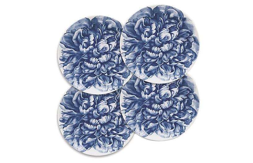 Set of 4 Peony Blue Canapes - Caskata | One Kings Lane