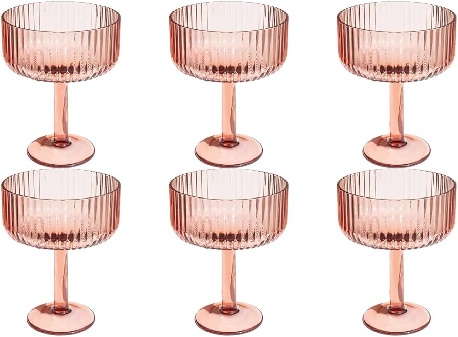Mesa Premium Acrylic Drinkware Indoor/Outdoor, Coupe, Pink, 14oz, Set of 6 | Amazon (US)
