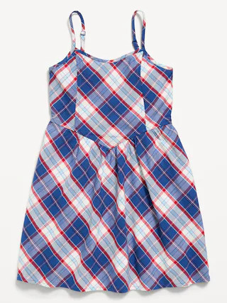 Sleeveless Fit and Flare Plaid Dress for Girls | Old Navy (US)
