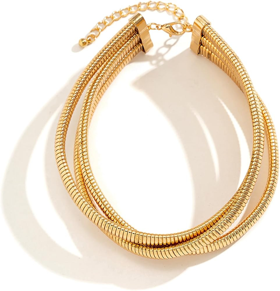 Gold Chunky Necklace Punk Thick Necklace for Women Gold Statement Necklace Snake Chain Necklace G... | Amazon (US)