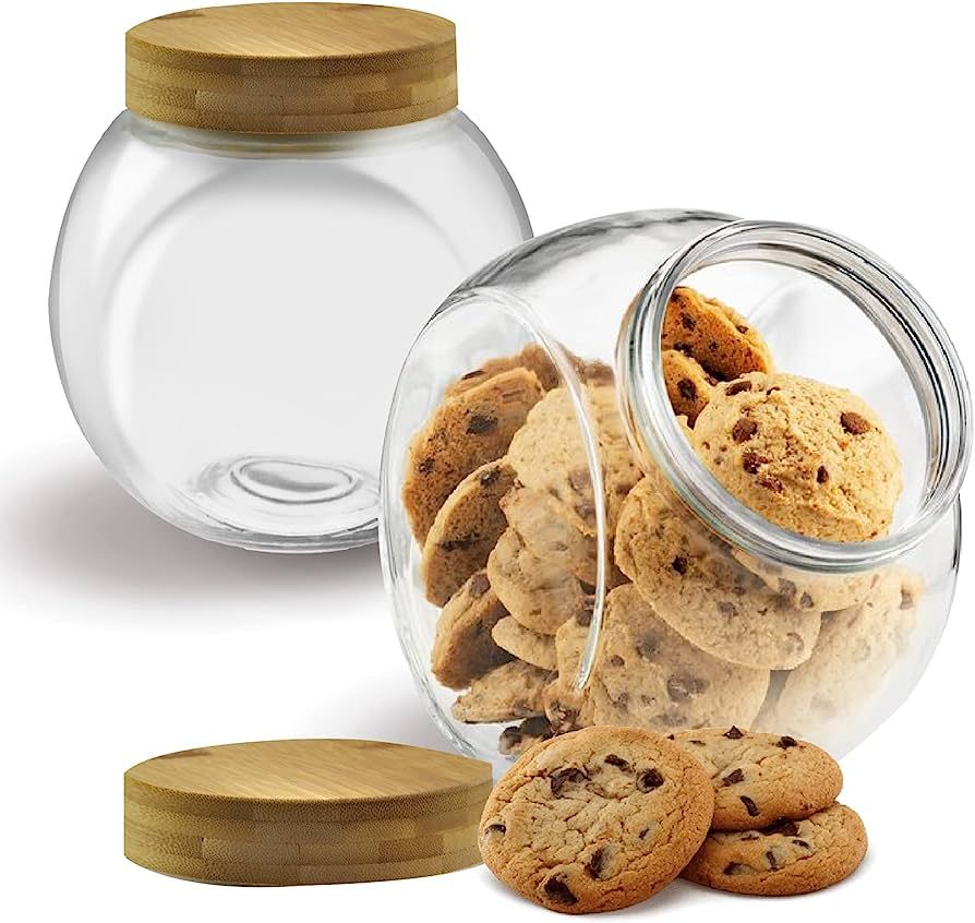 Richro Glass Cookie Jars with Lids - 2 Pack Glass Jars with Lids – Large 75 Ounce Glass Contain... | Amazon (US)