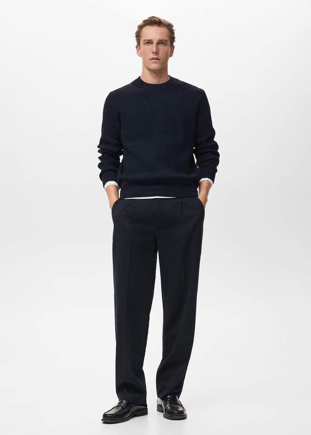 Knitted ribbed sweater navy - Man - XXL - MANGO MAN | MANGO (UK)