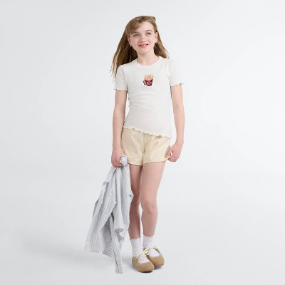 Levi's® Girls' Short Sleeve Ribbed Fries Graphic T-Shirt - White M | Target