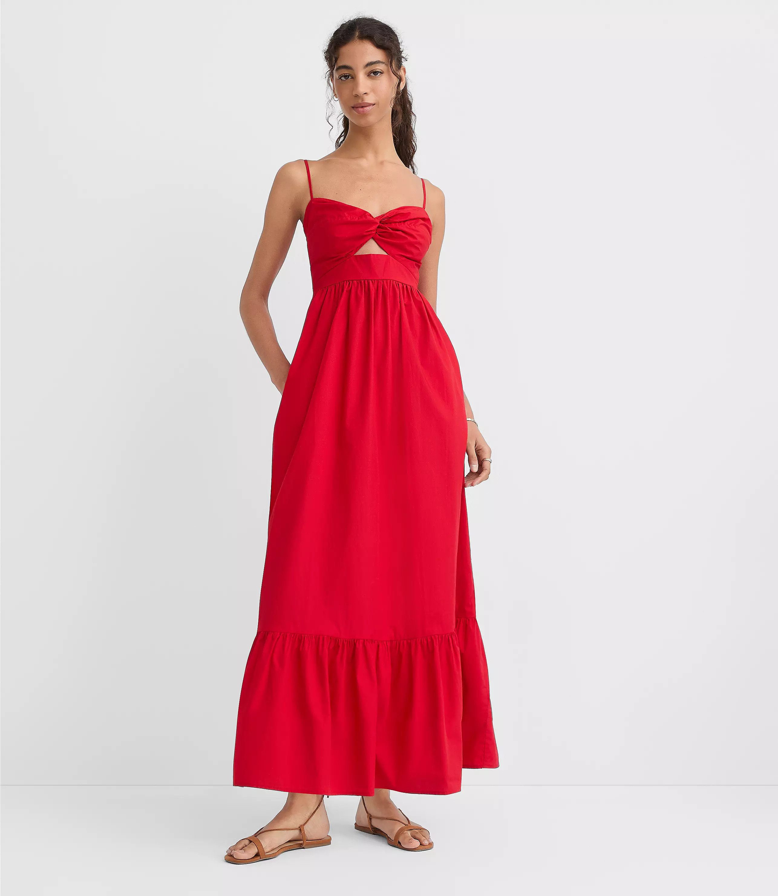 LOFT Beach Poplin Cutout Twist Maxi Pocket Dress | LOFT