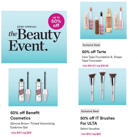Saturdays Ulta Beauty Deals! 50% off Tarte, Benefit Brow, and ItCosmetic brushes  

#LTKbeauty #LTKsalealert #LTKstyletip