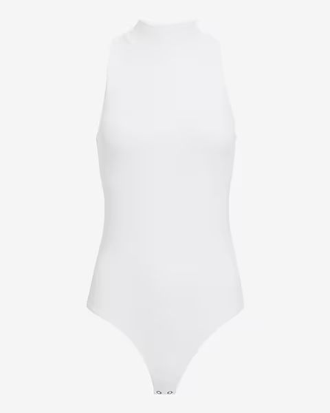 Body Contour High Compression Matte Mock Neck Sleeveless Thong Bodysuit | Express