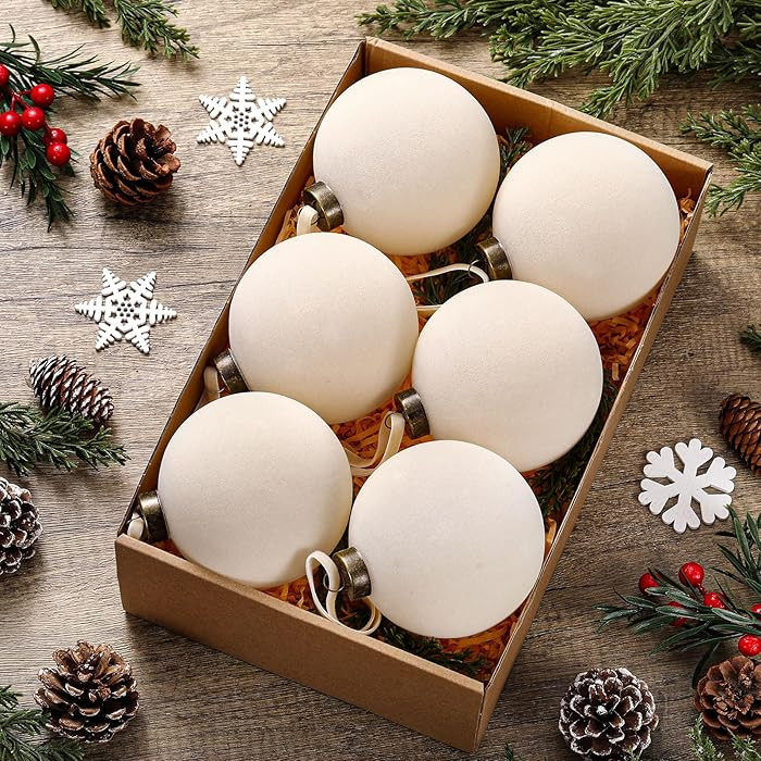 6 Pcs Beige Large Velvet Christmas Ball Ornaments 4'' Vintage Neutral Brown Christmas Ornaments H... | Amazon (US)
