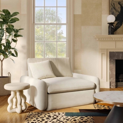 TOV Furniture Rachelle Lounge Chair, Cream | Ashley Homestore