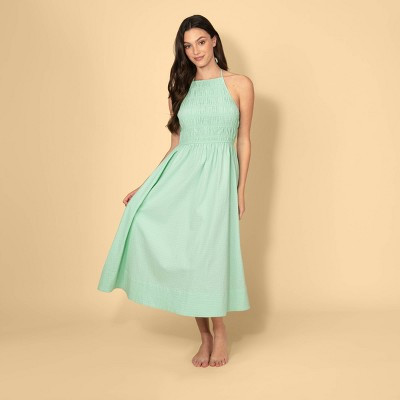 Solid & Striped Women's Seersucker Smocked A-Line Dress - Mint Green Check 3X | Target