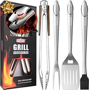 GRILLART BBQ Tools Grill Tools Set - 18Inch Grilling Tools BBQ Set - Grill Accessories w/ BBQ Ton... | Amazon (US)