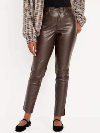 High-Waisted OG Straight Faux-Leather Ankle Pants | Old Navy (US)