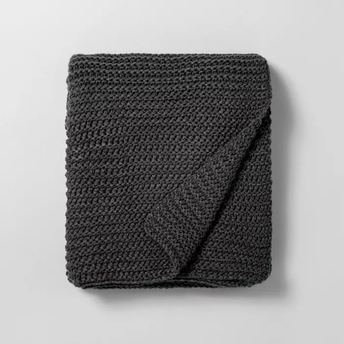 Chunky Knit Throw Blanket Railroad Gray - Hearth & Hand™ with Magnolia | Target