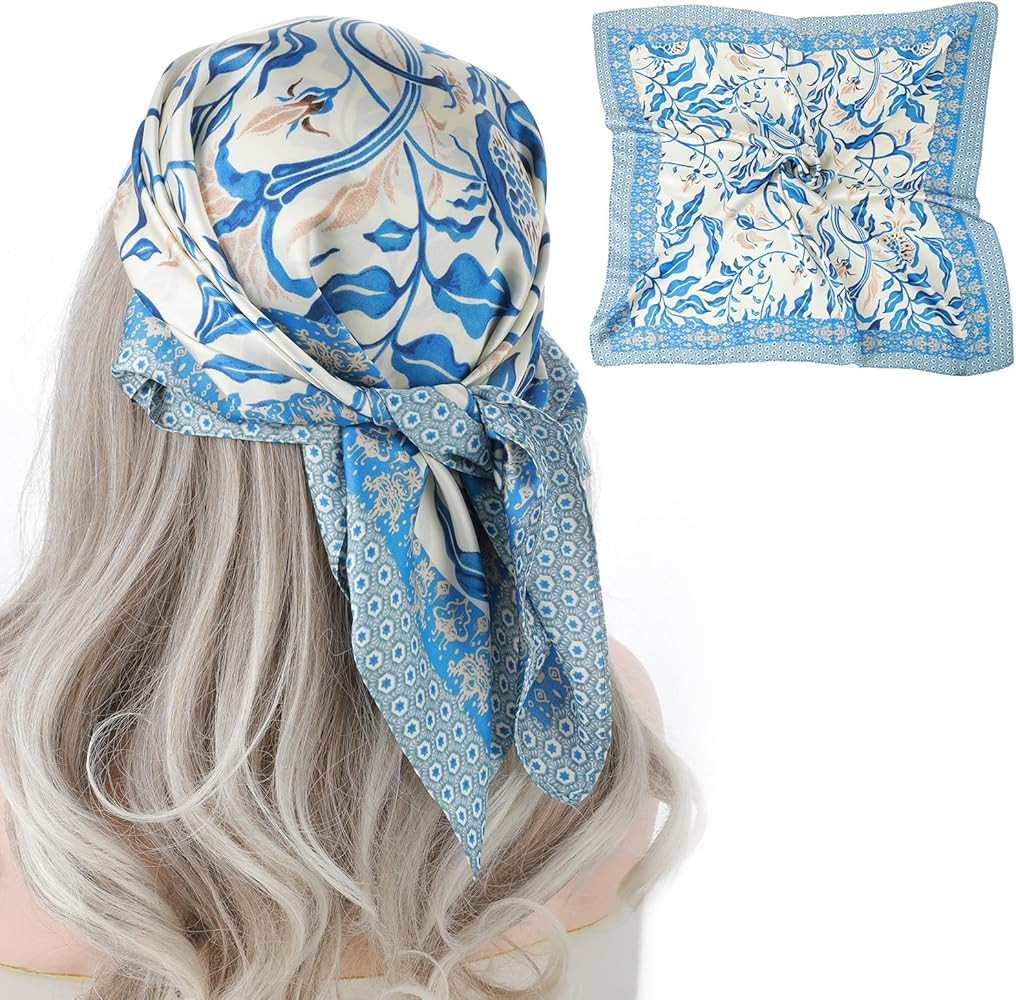 COMNICO Silk Like Head Scarf for Women Head Hair Scarf Neck Scarfs Large Square Bandana for Hair ... | Amazon (UK)