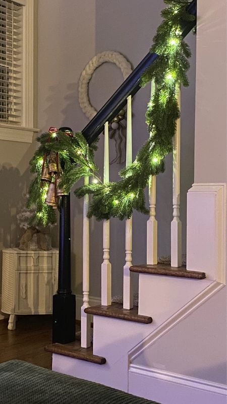 Dressed up my staircase with festive holiday flair by adding this gorgeous pre-lit garland and gold bells from Amazon! Loving all the cozy Christmas vibes. 

Christmas decor | holiday decor | christmas garland | christmas bells | staircase decorating ideas 

#LTKSeasonal #LTKHoliday #LTKfindsunder50
