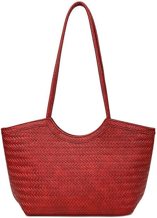 Large Woven Tote Bag Womens Shoulder Bags Faux Leather Large Tote Bag Retro Purse Handbag Casual ... | Amazon (US)