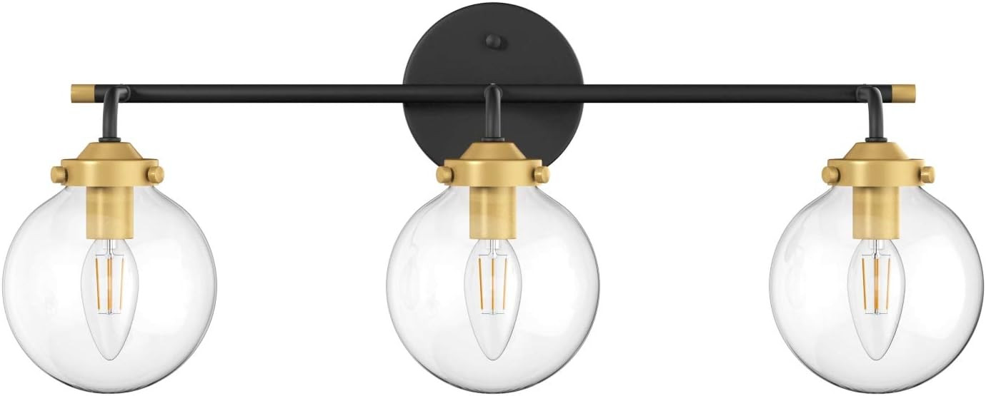 Ralbay Industrial Bathroom Vanity Lights 3-Light, Clear Glass Vintage Bathroom Vanity Lights Meta... | Amazon (US)