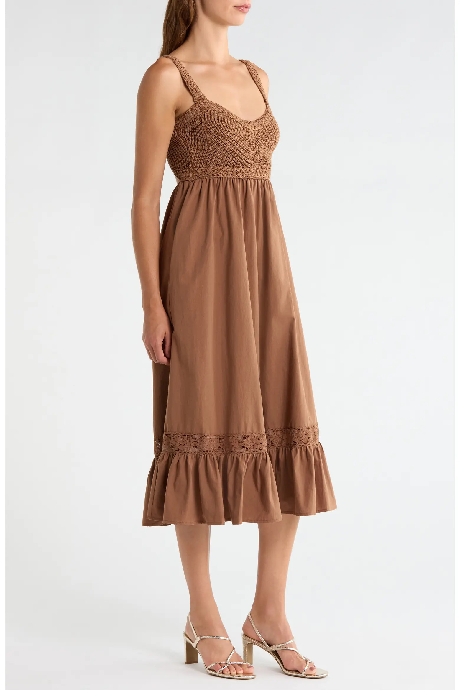 Jacquelin Mixed Media Back Cutout Midi Dress (Women) | Nordstrom | Nordstrom