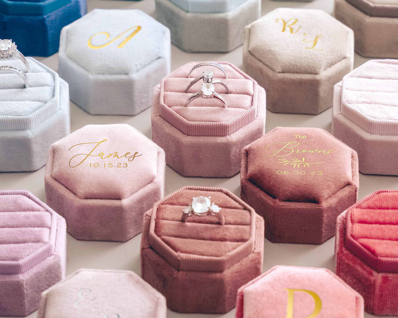 21 Colors Engagement Ring Box Triple Slot Velvet Ring Box Personalized Wedding Ring Box Proposal ... | Etsy (US)