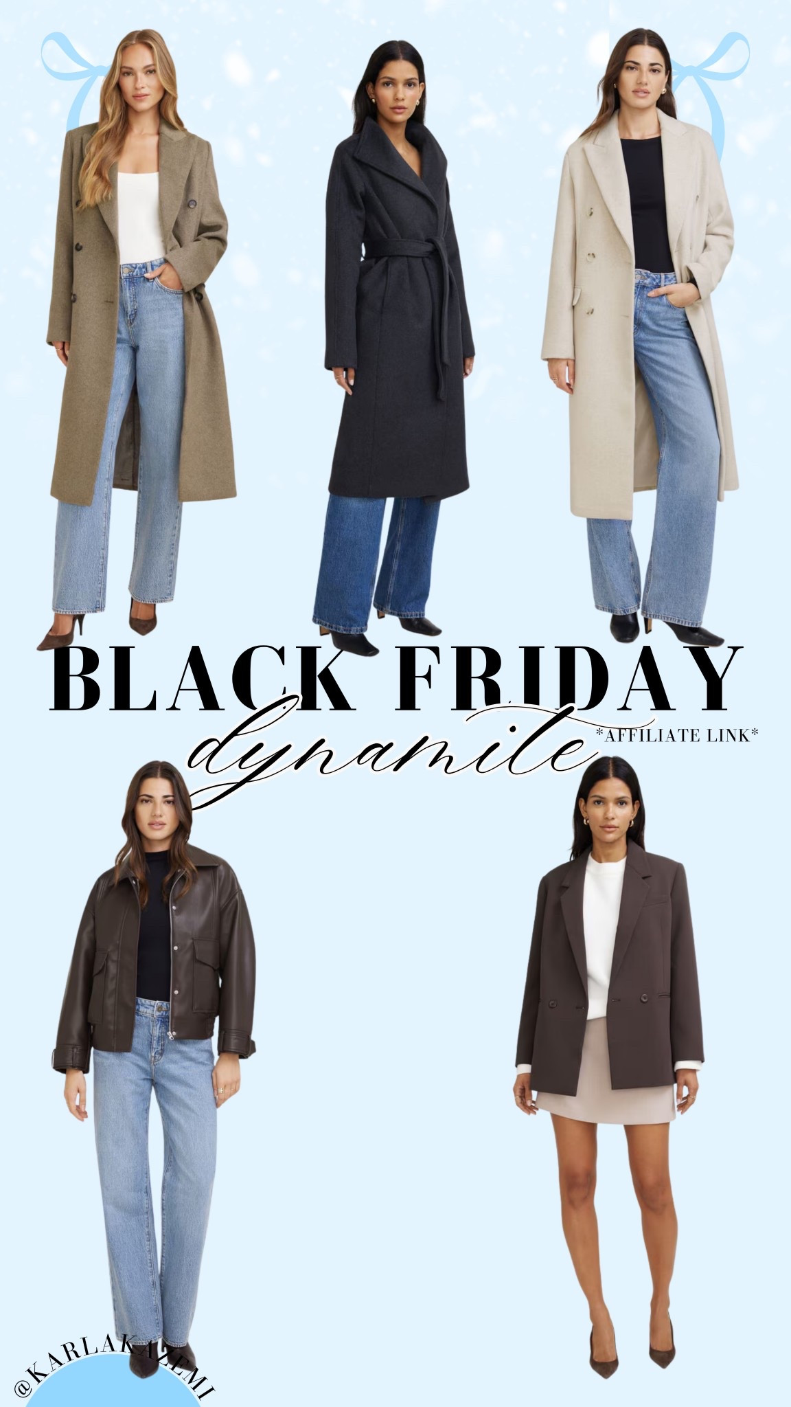 Save 30% off nearly everything at Dynamite!!! EARLY Black Friday deals🙌❤️

Here are coats that are so lovely and classics that will carry you through the winter year after year❄️🫡

Black Friday deals, winter coats, belted coat, wool blend coat, winter jacket, oversized double breasted coat, stylish coats, trendy coats, blazer

#LTKHoliday #LTKCyberWeek