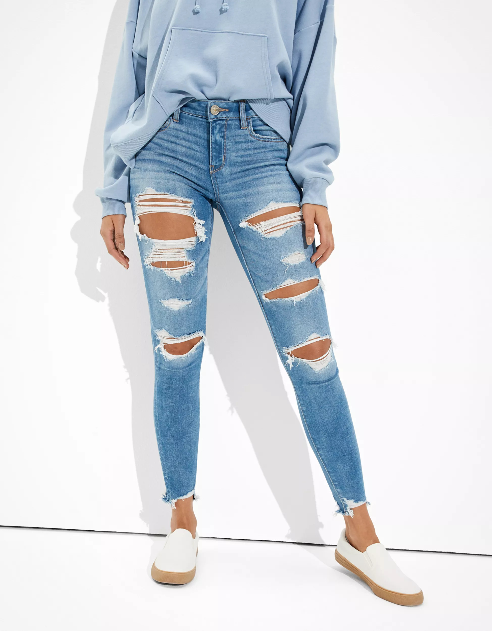 AE Ne(x)t Level Ripped Low-Rise Jegging | American Eagle Outfitters (US & CA)