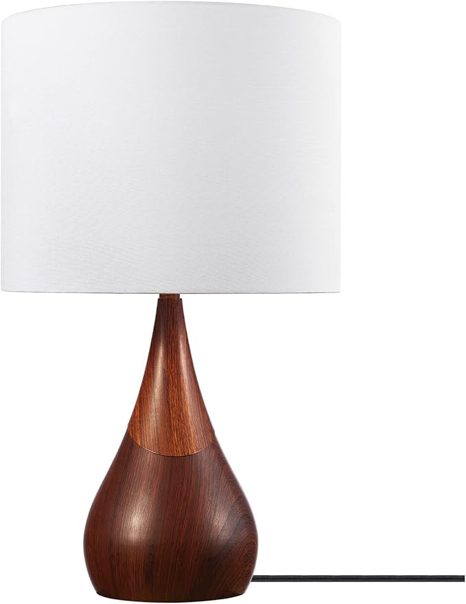 GLOBE Novogratz x Electric 65862 Harrington 20" Table Lamp, 2-Tone Faux Wood, White Cotton Shade | Amazon (US)