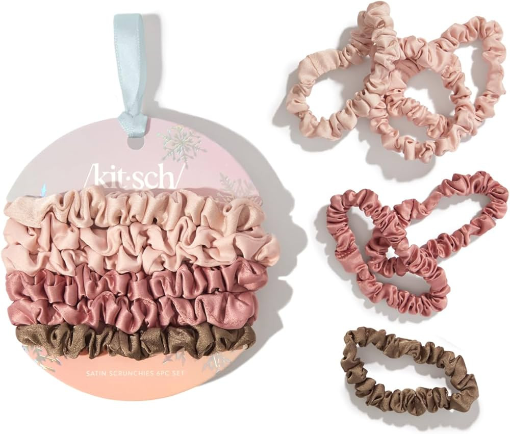 Kitsch Ultra Petite Satin Scrunchies - Eco-Friendly, Non-Creasing, Gentle on Hair, Slim Ruched De... | Amazon (US)