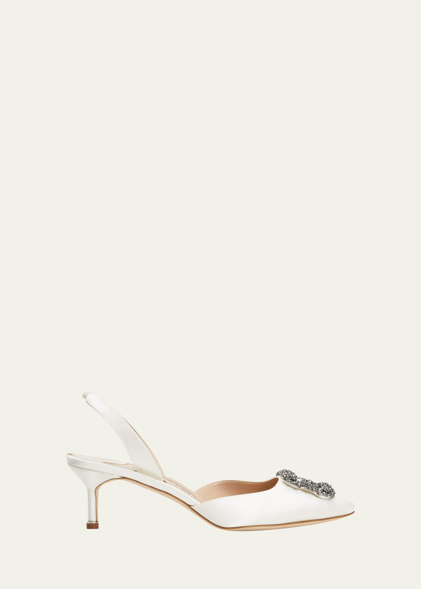 Manolo Blahnik Hangsi Satin Crystal-Buckle Halter Pumps | Bergdorf Goodman