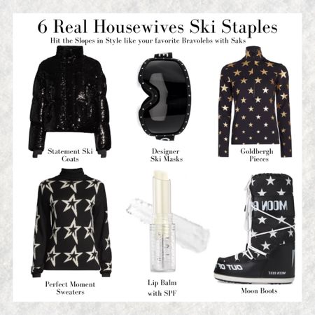 Ski season is in full effect and hitting the slopes in style is a must. Here are 6 key pieces available @saks that the Real Housewives don’t leave home without when they hop on the PJ and head to the place with the best powder. This post is not affiliated with celebs shown, they just inspired us to be stylish. #saks #sakspartner