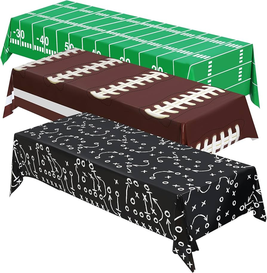 3PCS Football Tablecloth Plastic Table Cloth Cover for Superbowl Party Decorations 2026, Sports E... | Amazon (US)