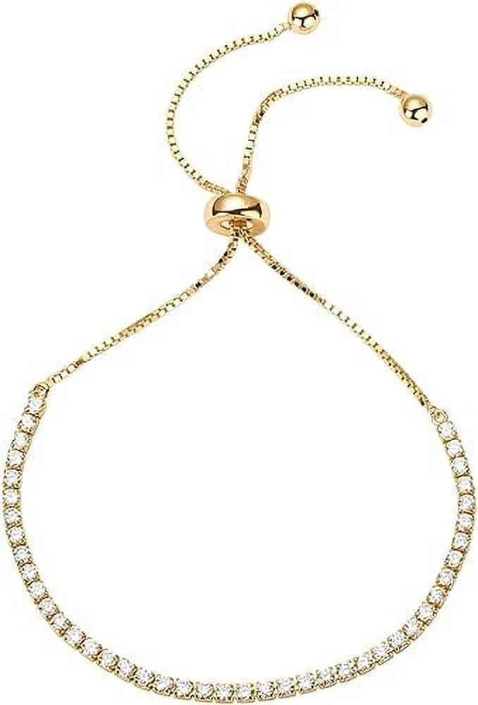 PAVOI 14K Gold Plated Cubic Zirconia Classic Tennis Bracelet for Women in Yellow Gold | Walmart (US)