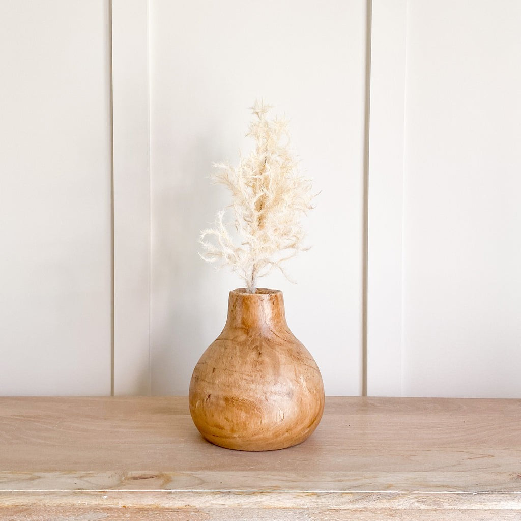 Amber Stained Paulownia Short Vase | Purple Rose Home