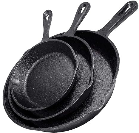 Simple Chef Cast Iron Skillet 3-Piece Set - Best Heavy-Duty Professional Restaurant Chef Quality ... | Amazon (US)