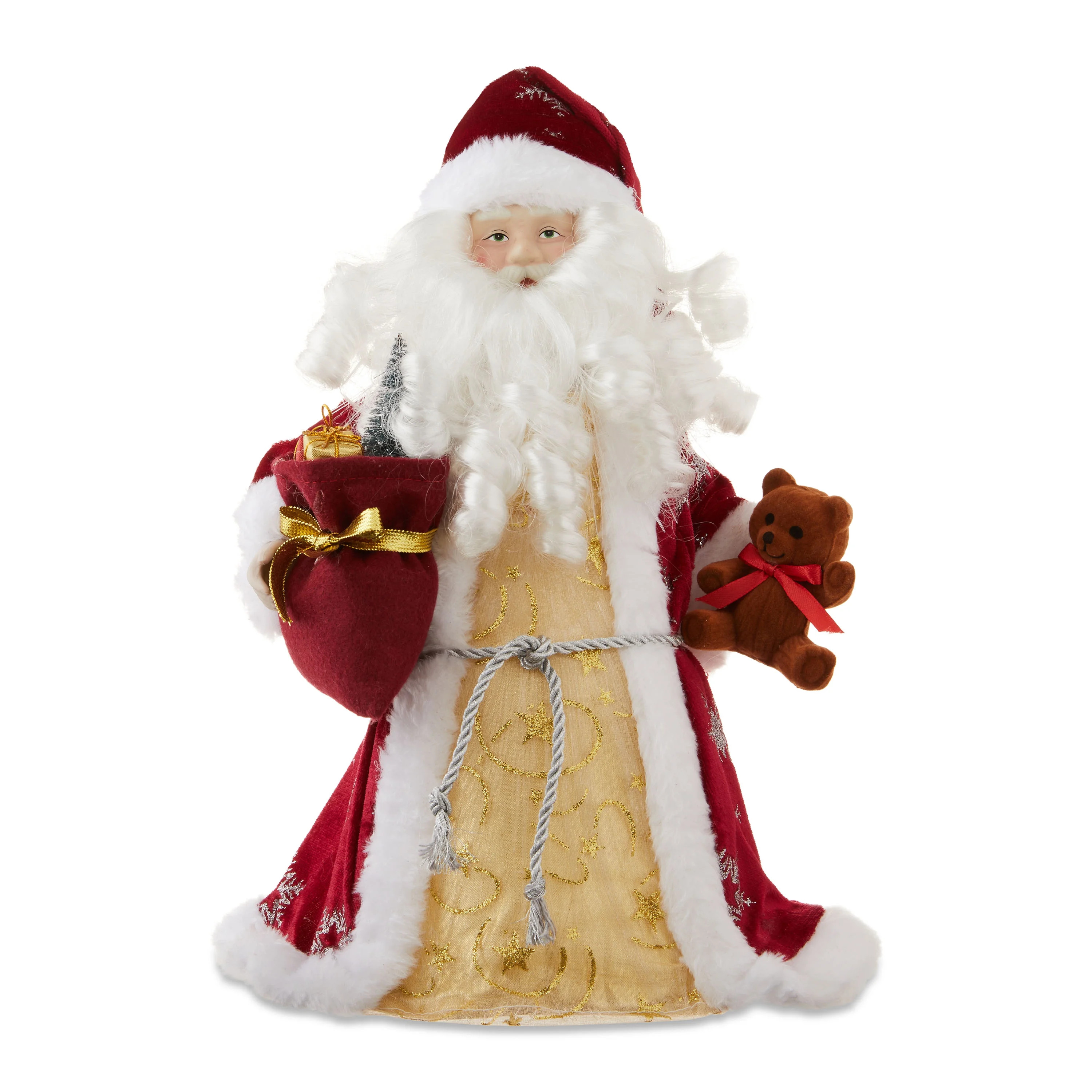 LED Fiber Optic Santa Christmas Tree Topper, Red, 12", by Holiday Time | Walmart (US)