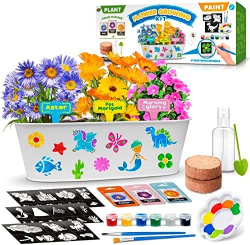 Arts and Crafts for Kids Ages 6-12, Plant and Decorate Your Own Flower Garden, Kit Includes All S... | Amazon (US)