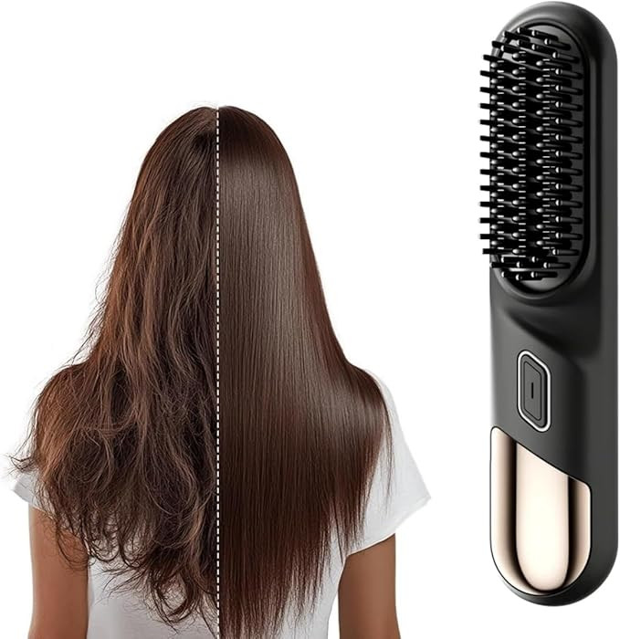 Wireless Ceramic Heating Hair Straightening Comb, Portable Hair Straightening Brush Rechargeable ... | Amazon (US)