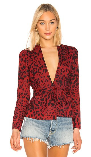 superdown Desiray Satin Blazer in Red Leopard from Revolve.com | Revolve Clothing (Global)