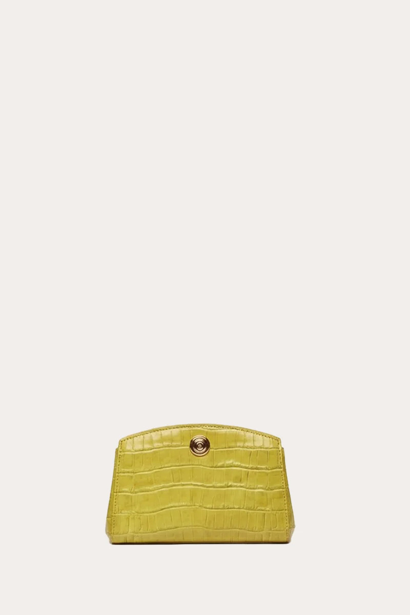 Pushlock Clutch Chartreuse Croc | LITTLE LIFFNER