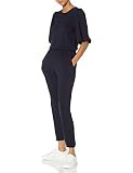 Amazon Brand - Daily Ritual Women's Supersoft Terry Puff Sleeve Jumpsuit, Navy, X-Small | Amazon (US)